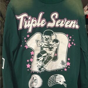 Triple 7 Dark Green Graphic Crewneck Sweater